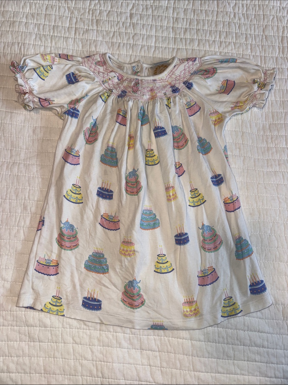 EUC TBBC Birthday Cake Dress with Pink Smocked Detail Size 3T